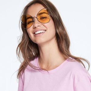 PINK butterfly blue glasses